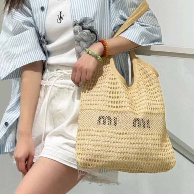 Geantă de femei din paie, tip Tote, fără căptuială, primăvara 2025, utilizare zilnică