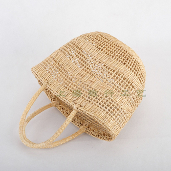 Ručne vyrobená slamenná kabelka, pletená s kruhovým rámom, mestský štýl, otvorená kapsa, bez podšívky