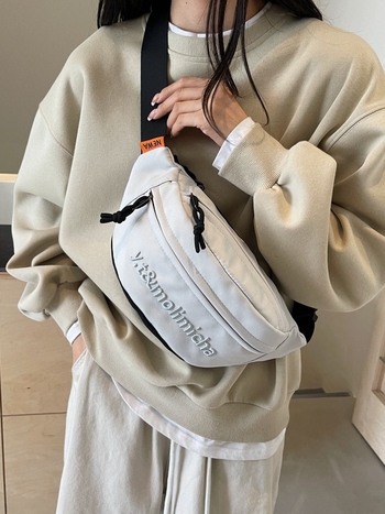 Nylonová crossbody taška, mestský štýl, zips, vrecko na telefón