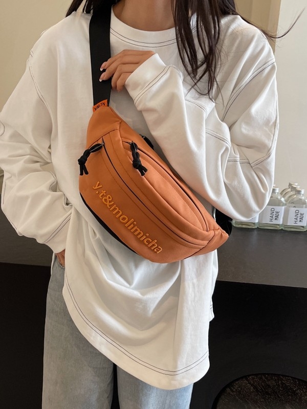 Nylonová crossbody taška, mestský štýl, zips, vrecko na telefón