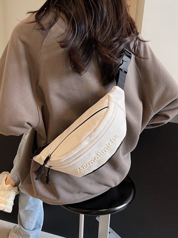 Nylonová crossbody taška, mestský štýl, zips, vrecko na telefón