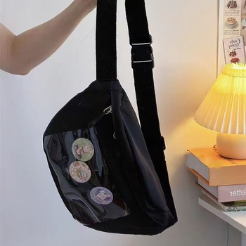 Crossbody taška z nylonu, zips, podšívka z polyesteru, vnútorné vrecko na ID, jar 2024, mestský jednoduchý štýl pre ženy