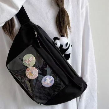 Crossbody taška z nylonu, zips, podšívka z polyesteru, vnútorné vrecko na ID, jar 2024, mestský jednoduchý štýl pre ženy