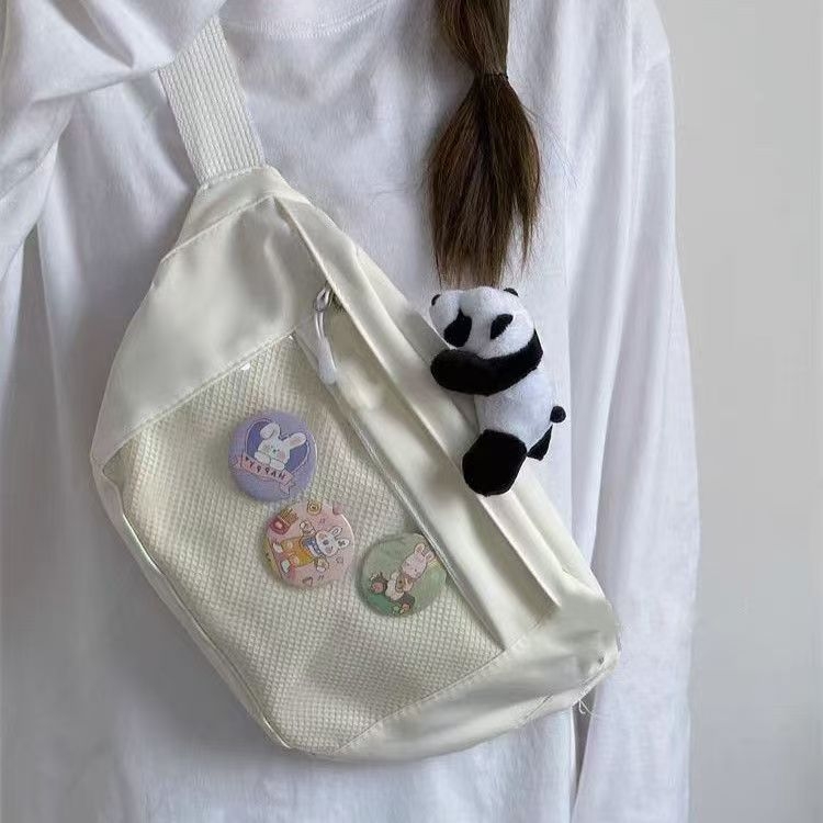 Crossbody taška z nylonu, zips, podšívka z polyesteru, vnútorné vrecko na ID, jar 2024, mestský jednoduchý štýl pre ženy