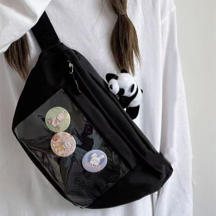 Crossbody taška z nylonu, zips, podšívka z polyesteru, vnútorné vrecko na ID, jar 2024, mestský jednoduchý štýl pre ženy