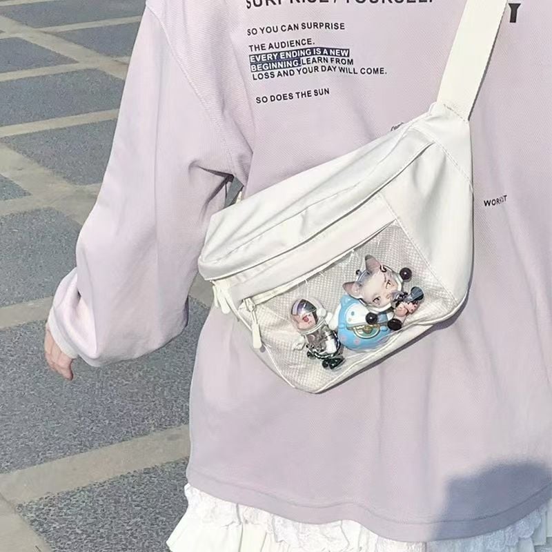 Crossbody taška z nylonu, zips, podšívka z polyesteru, vnútorné vrecko na ID, jar 2024, mestský jednoduchý štýl pre ženy