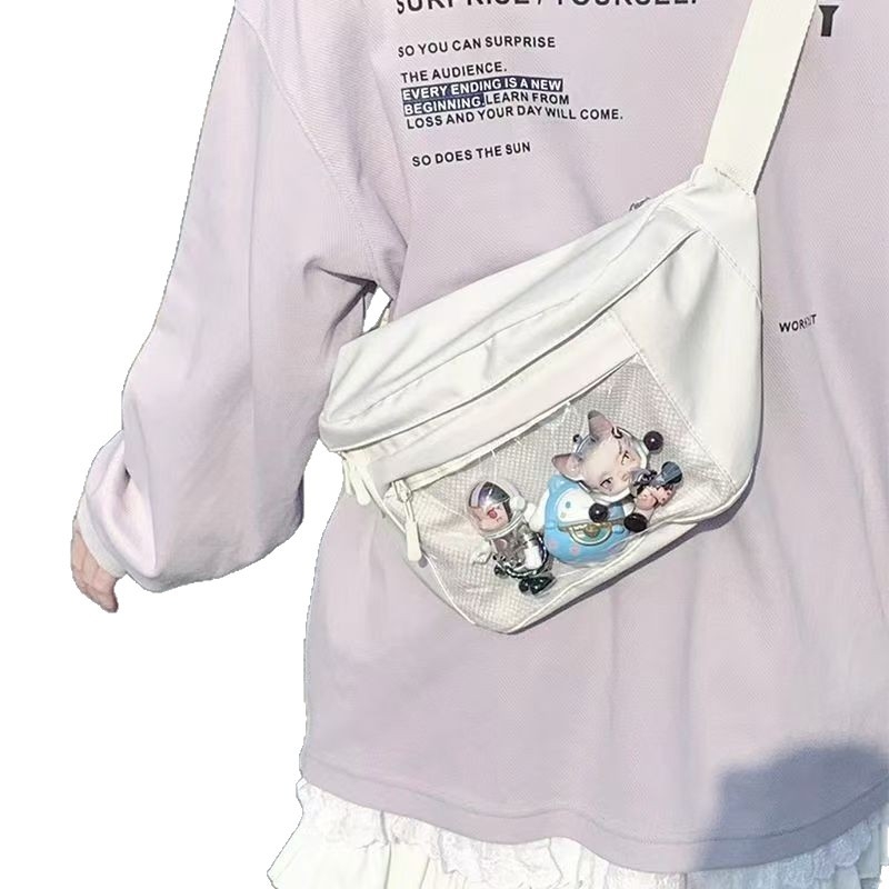 Crossbody taška z nylonu, zips, podšívka z polyesteru, vnútorné vrecko na ID, jar 2024, mestský jednoduchý štýl pre ženy