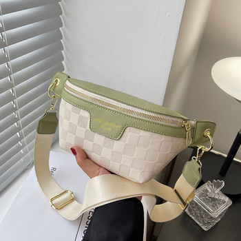 Γυναικεία PU τσάντα crossbody με quilted υφή, φερμουάρ, φαρδύ λουρί, μεγάλος αποθηκευτικός χώρος, στυλ δρόμου