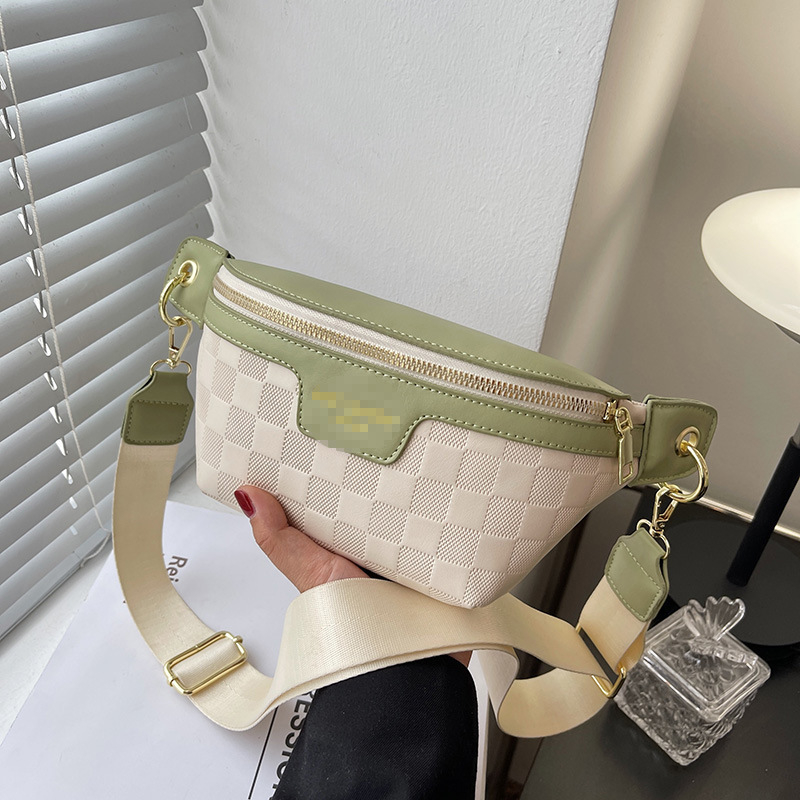 Γυναικεία PU τσάντα crossbody με quilted υφή, φερμουάρ, φαρδύ λουρί, μεγάλος αποθηκευτικός χώρος, στυλ δρόμου