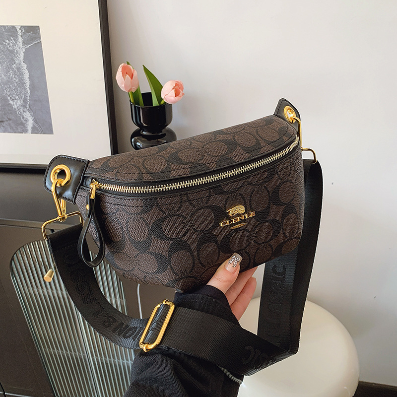 Γυναικεία PU τσάντα crossbody με κλείσιμο με φερμουάρ, μαλακή γραμμή, εσωτερική τσέπη με φερμουάρ, επένδυση πολυεστέρα — Άνοιξη 2025