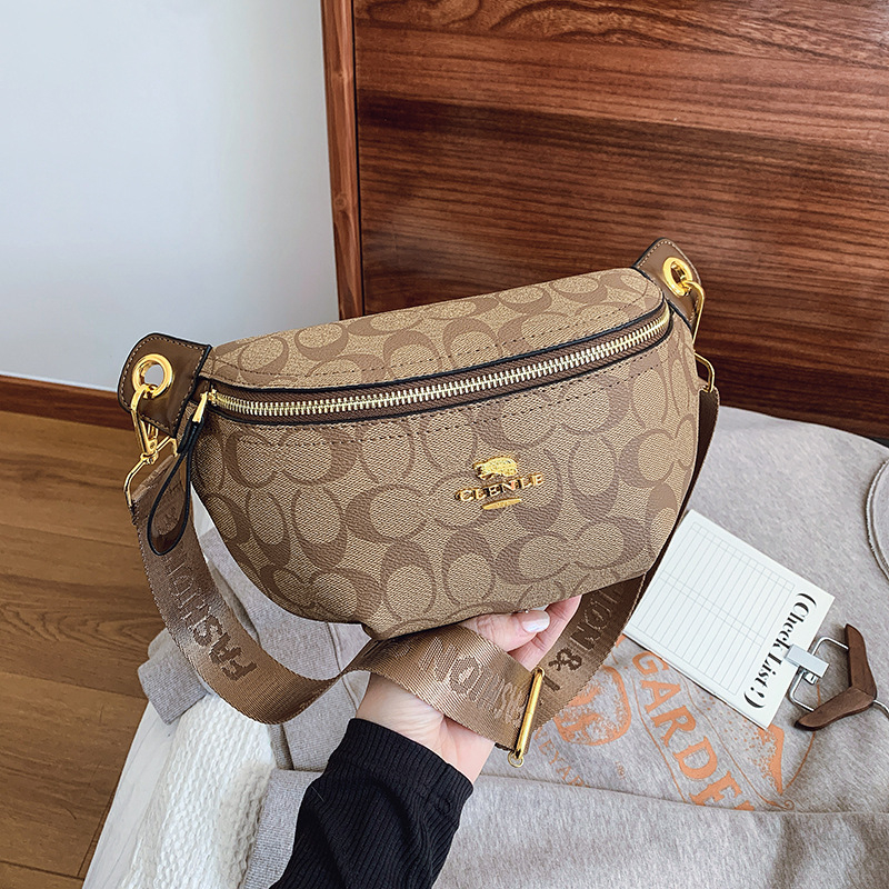 Γυναικεία PU τσάντα crossbody με κλείσιμο με φερμουάρ, μαλακή γραμμή, εσωτερική τσέπη με φερμουάρ, επένδυση πολυεστέρα — Άνοιξη 2025