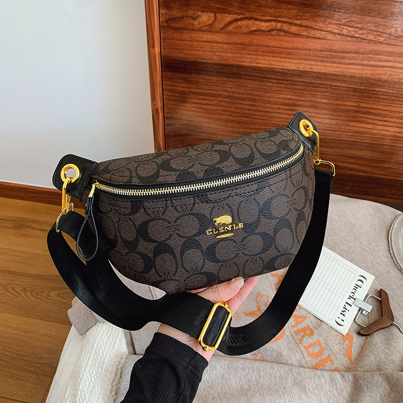 Γυναικεία PU τσάντα crossbody με κλείσιμο με φερμουάρ, μαλακή γραμμή, εσωτερική τσέπη με φερμουάρ, επένδυση πολυεστέρα — Άνοιξη 2025