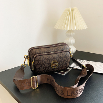Crossbody torbica s vintage otiskom - PU materijal, zatvarač, polyester podstava, unutarnji džep s patchom, unutarnji sloj, za svakodnevnu upotrebu