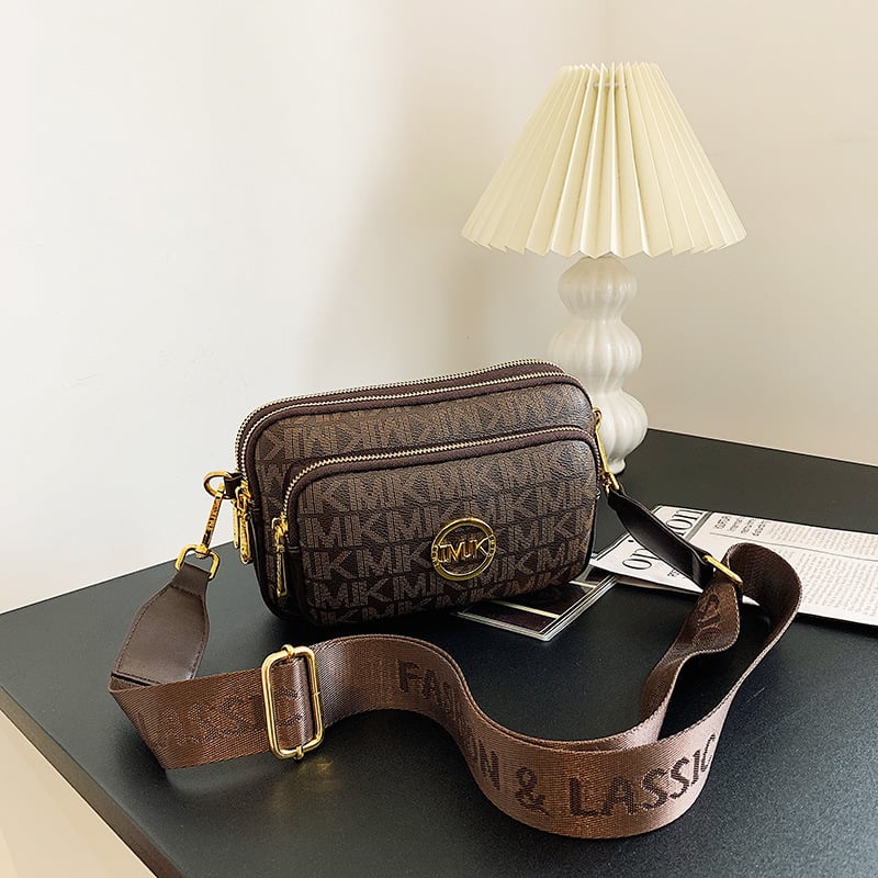 Crossbody torbica s vintage otiskom - PU materijal, zatvarač, polyester podstava, unutarnji džep s patchom, unutarnji sloj, za svakodnevnu upotrebu