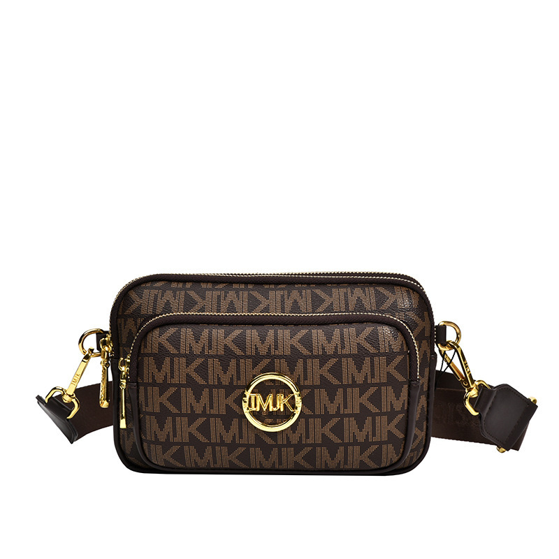 Crossbody torbica s vintage otiskom - PU materijal, zatvarač, polyester podstava, unutarnji džep s patchom, unutarnji sloj, za svakodnevnu upotrebu