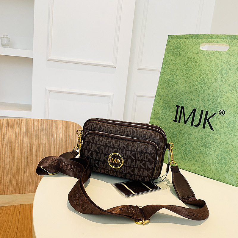 Crossbody torbica s vintage otiskom - PU materijal, zatvarač, polyester podstava, unutarnji džep s patchom, unutarnji sloj, za svakodnevnu upotrebu