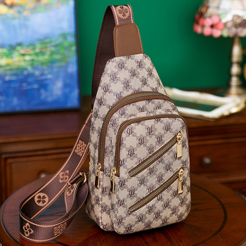 Τσαντάκι ώμου PU, αστική απλότητα, κλείσιμο με φερμουάρ, μοτίβο με γράμματα, εσωτερική τσέπη με φερμουάρ