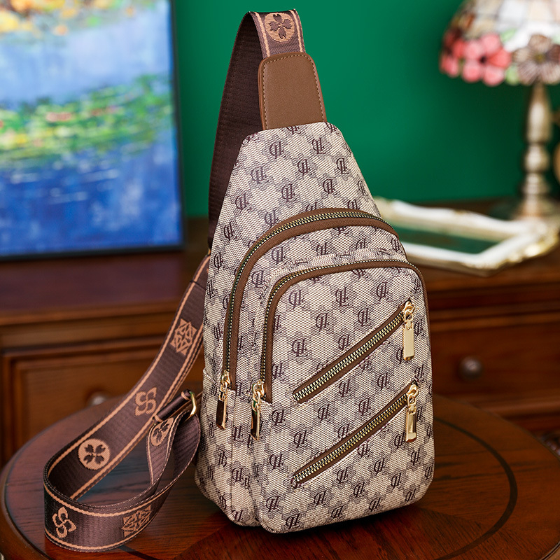 Τσαντάκι ώμου PU, αστική απλότητα, κλείσιμο με φερμουάρ, μοτίβο με γράμματα, εσωτερική τσέπη με φερμουάρ