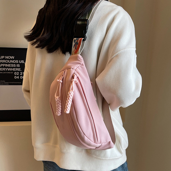 Τσαντα μέσης από καμβά με θήκη για κινητό – απαλό καμβά, κλείσιμο με φερμουάρ, επένδυση πολυεστέρα, καθημερινή χρήση, Φθινόπωρο 2023