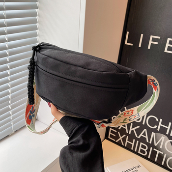 Τσαντα μέσης από καμβά με θήκη για κινητό – απαλό καμβά, κλείσιμο με φερμουάρ, επένδυση πολυεστέρα, καθημερινή χρήση, Φθινόπωρο 2023