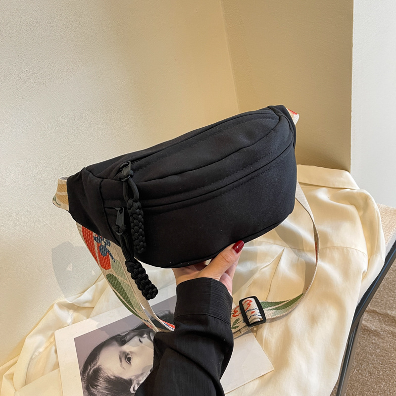 Τσαντα μέσης από καμβά με θήκη για κινητό – απαλό καμβά, κλείσιμο με φερμουάρ, επένδυση πολυεστέρα, καθημερινή χρήση, Φθινόπωρο 2023