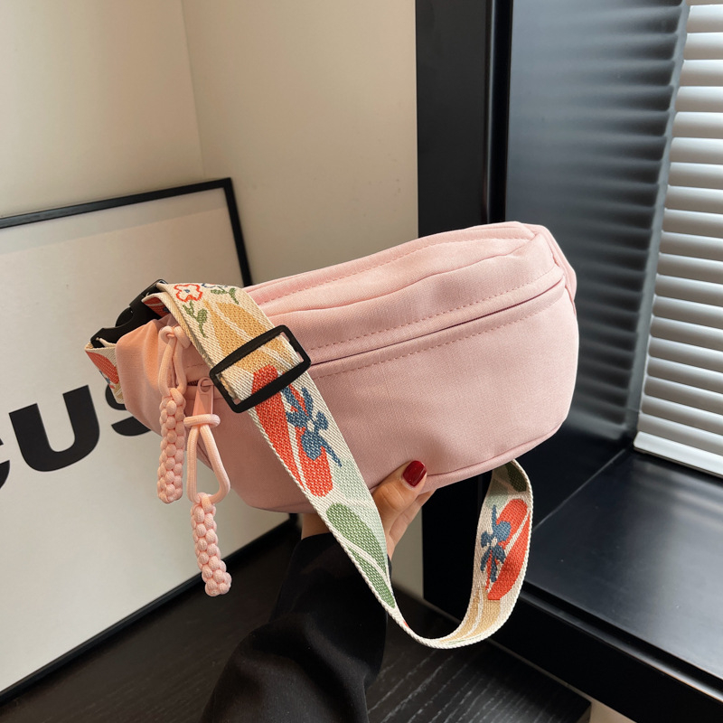 Τσαντα μέσης από καμβά με θήκη για κινητό – απαλό καμβά, κλείσιμο με φερμουάρ, επένδυση πολυεστέρα, καθημερινή χρήση, Φθινόπωρο 2023