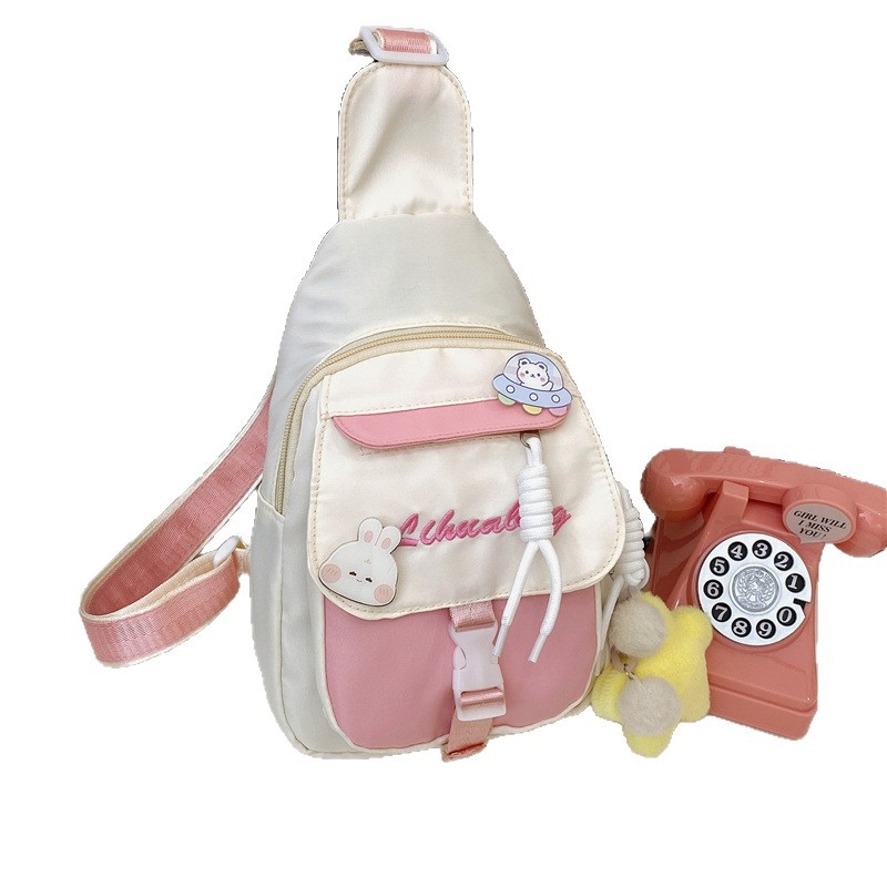Ženska crossbody torba u stilu Harajuku Ulzzang, najlon, podstava od poliesterja, zatvarač, džep za telefon i dokumente
