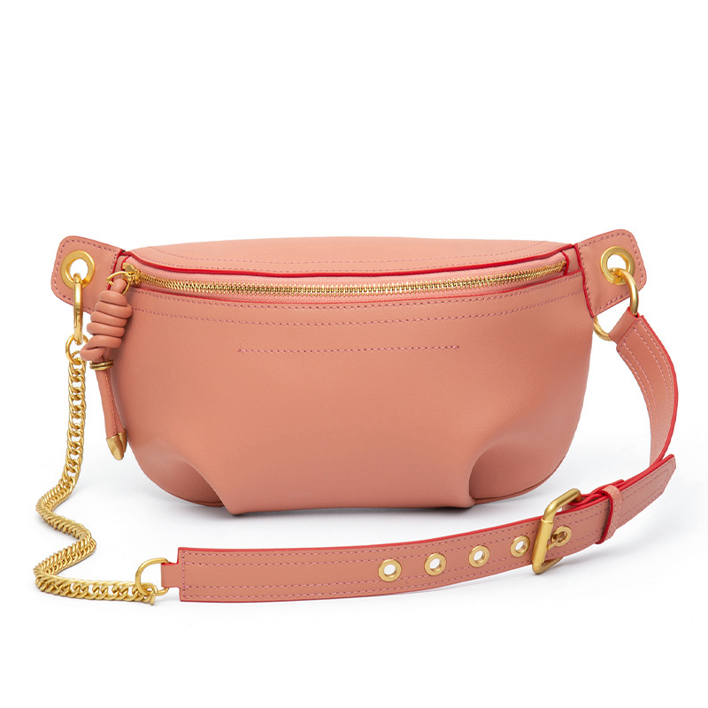 Crossbody torba od prave kože, gradski minimalistički stil, jesen 2023, zatvarač, unutarnja džep sa zatvaračem