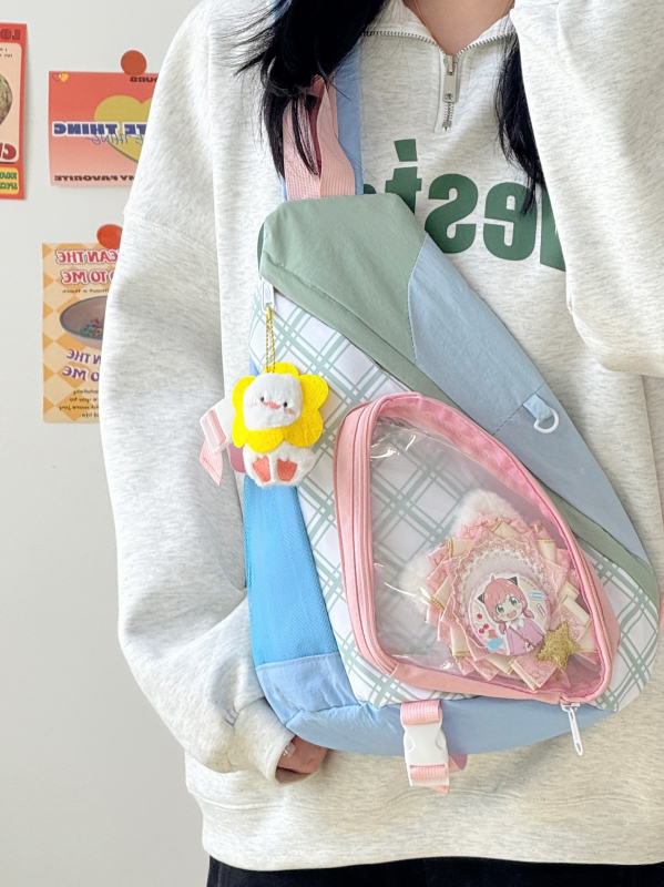 Dicarlo crossbody torba, svjež i sladak stil, najlon materijal, oblik jastuka, zatvaranje zatvaračem