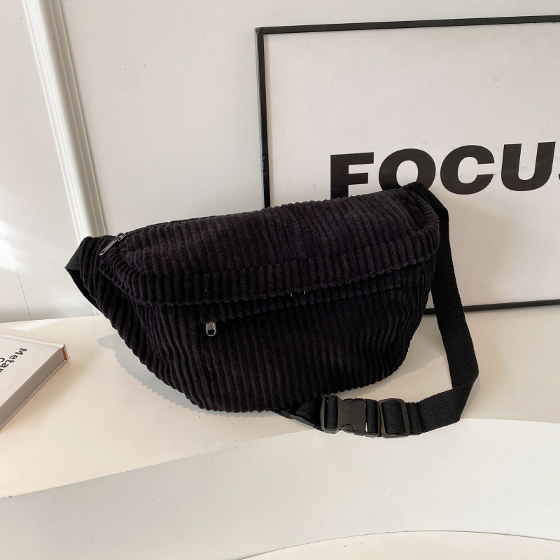 Corduroy mestská taška na rameno a cez telo s veľkou kapacitou, zapínanie na zips, štýl: mestská jednoduchosť