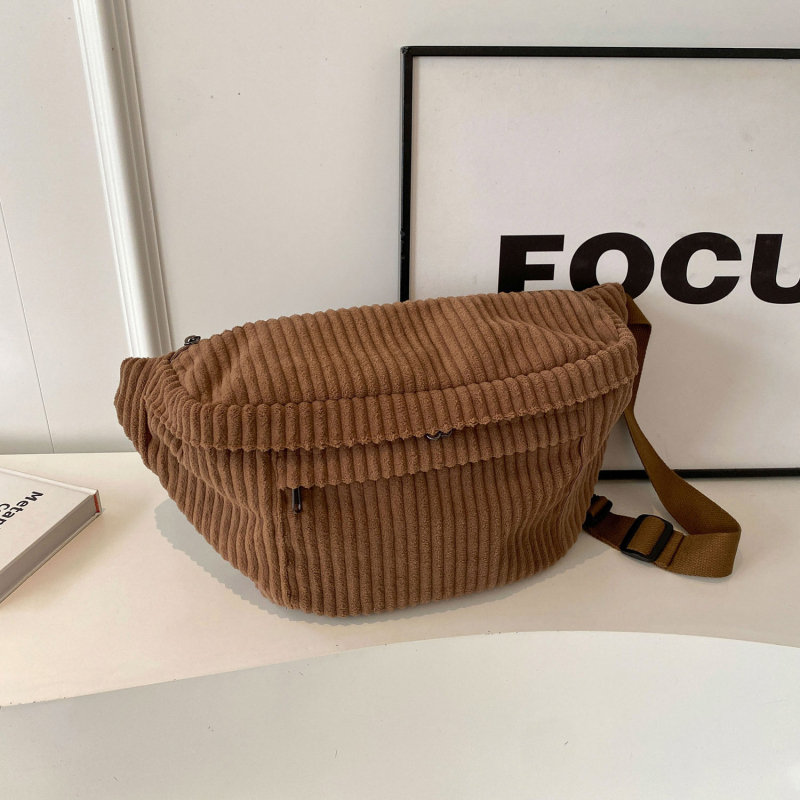 Corduroy mestská taška na rameno a cez telo s veľkou kapacitou, zapínanie na zips, štýl: mestská jednoduchosť