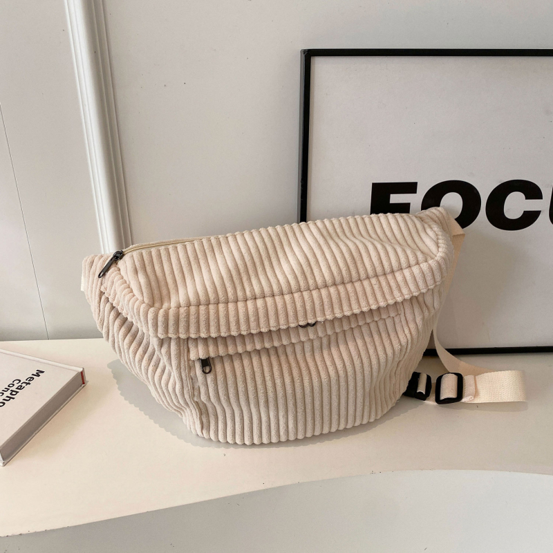 Corduroy mestská taška na rameno a cez telo s veľkou kapacitou, zapínanie na zips, štýl: mestská jednoduchosť