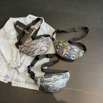 PU torba za struk s uzorkom zmije, velika kapaciteta, za outdoor sportove, crossbody s zatvaranjem na zip, unutarnji džep za telefon