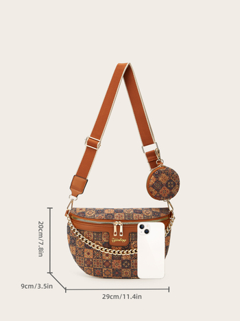 PU kožna crossbody torbica za struk, urbani minimalistički stil, zatvaranje zipom, unutarnja zip pretinac, mekana konstrukcija