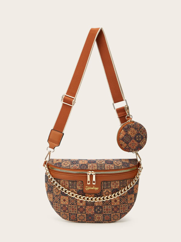PU kožna crossbody torbica za struk, urbani minimalistički stil, zatvaranje zipom, unutarnja zip pretinac, mekana konstrukcija