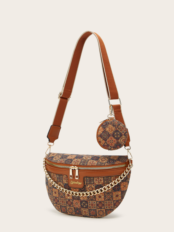 PU kožna crossbody torbica za struk, urbani minimalistički stil, zatvaranje zipom, unutarnja zip pretinac, mekana konstrukcija