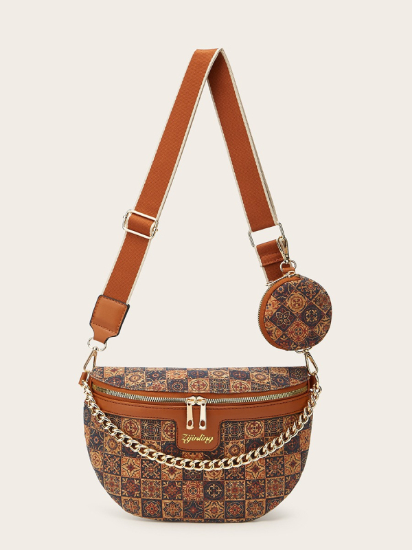PU kožna crossbody torbica za struk, urbani minimalistički stil, zatvaranje zipom, unutarnja zip pretinac, mekana konstrukcija