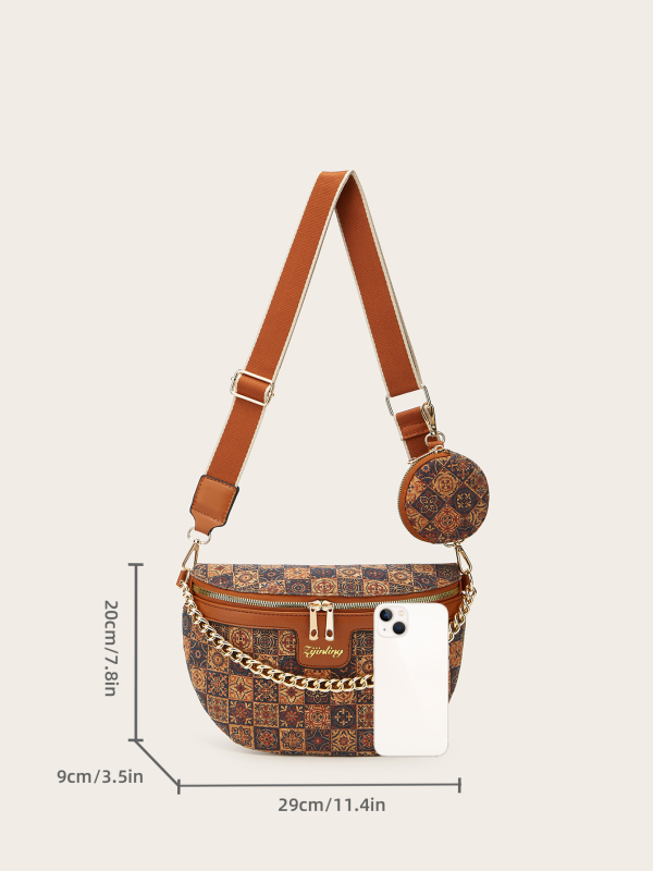 PU kožna crossbody torbica za struk, urbani minimalistički stil, zatvaranje zipom, unutarnja zip pretinac, mekana konstrukcija