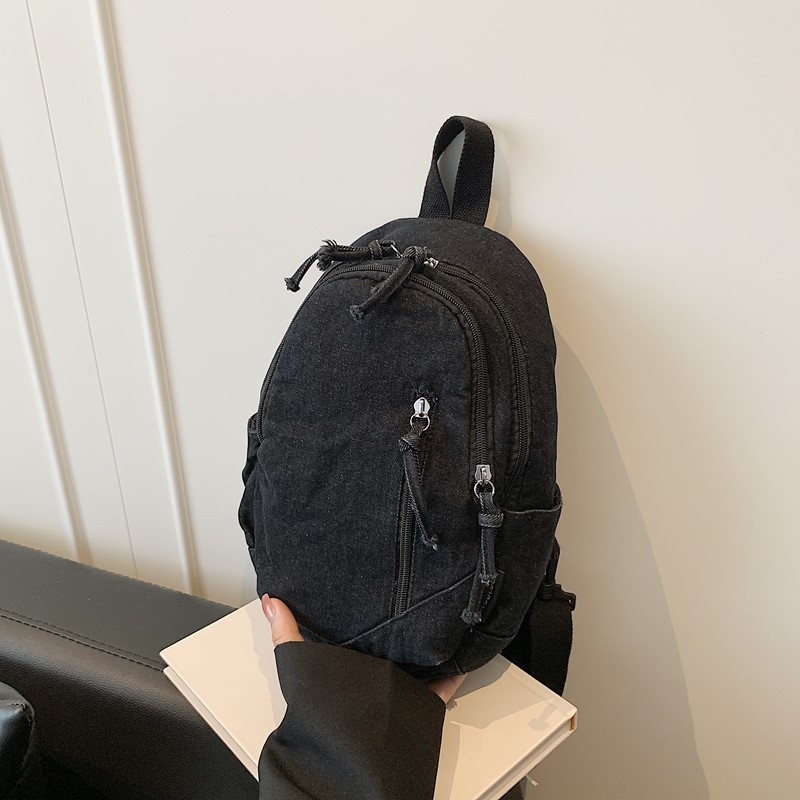 Női denim keresztpántos táska, utcai divat stílus, cipzáras nyitás, laminált rekesz, háromdimenziós sziluett