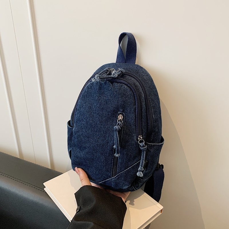 Női denim keresztpántos táska, utcai divat stílus, cipzáras nyitás, laminált rekesz, háromdimenziós sziluett