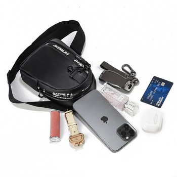 Geantă de umăr pentru femei din PU, curea lată, închidere cu fermoar, căptușeală poliester, buzunar pentru telefon mobil, design tridimensional