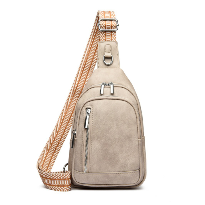 Ženska PU crossbody torbica sa zipom i džepom za telefon, ovalnog oblika