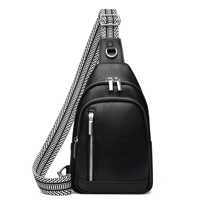 Ženska PU crossbody torbica sa zipom i džepom za telefon, ovalnog oblika
