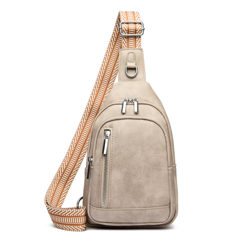 Ženska PU crossbody torbica sa zipom i džepom za telefon, ovalnog oblika