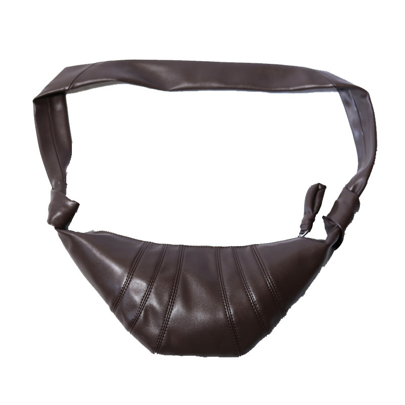 Crossbody torba od PU kože s croissant dizajnom, meka tekstura, 3D oblik, zatvarač, podstava od poliester-pamuk
