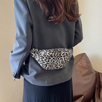Torba preko ramena s leopard uzorkom, gradski minimalistički stil, PU materijal, zatvarač, trodimenzionalni vanjski dio, Chest Bag stil