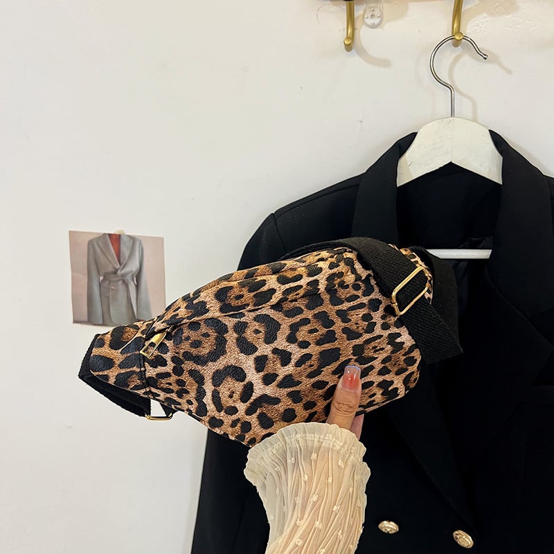 Torba preko ramena s leopard uzorkom, gradski minimalistički stil, PU materijal, zatvarač, trodimenzionalni vanjski dio, Chest Bag stil