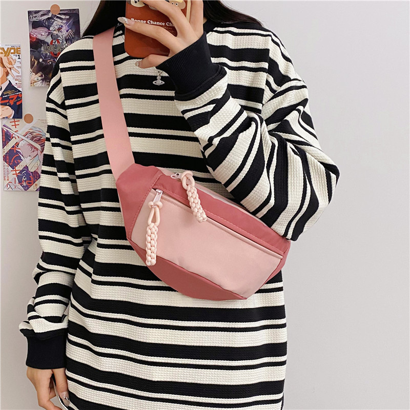 Korejskog stila nylon crossbody torba s zatvaračem na zip, unutarnja džep, poliester podstava, jedan remen