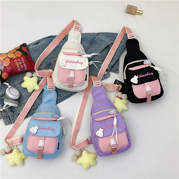 Dopamine ženska crossbody torba, ljeto, japanskog stila, najlon canvas, unutarnja poliester podstava, zatvaranje na zip, laminirani unutarnji džep, svježi i slatki stil
