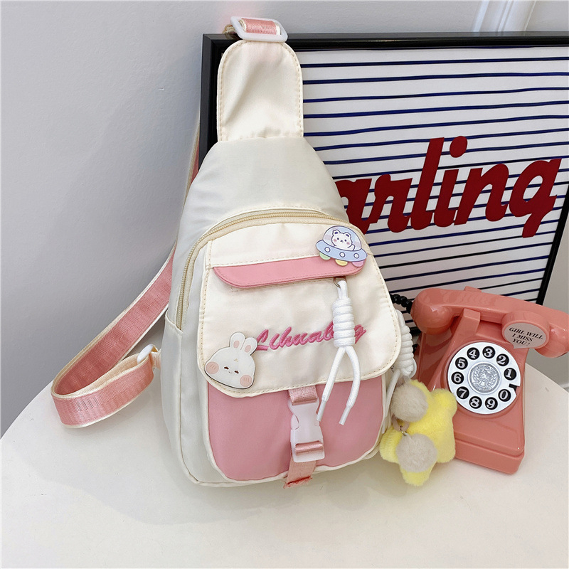 Dopamine ženska crossbody torba, ljeto, japanskog stila, najlon canvas, unutarnja poliester podstava, zatvaranje na zip, laminirani unutarnji džep, svježi i slatki stil